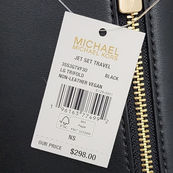 Michael Kors Jet Set Studded Trifold Wallet Black - Picture 5 of 6